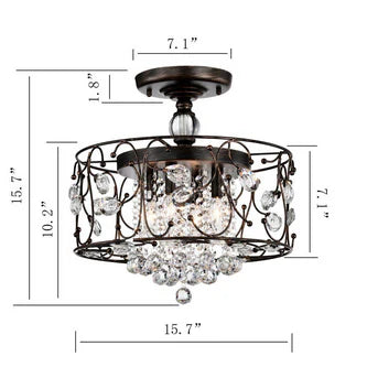 16 in. 4-Light Black Brushed Bronze Semi- Flush Mount