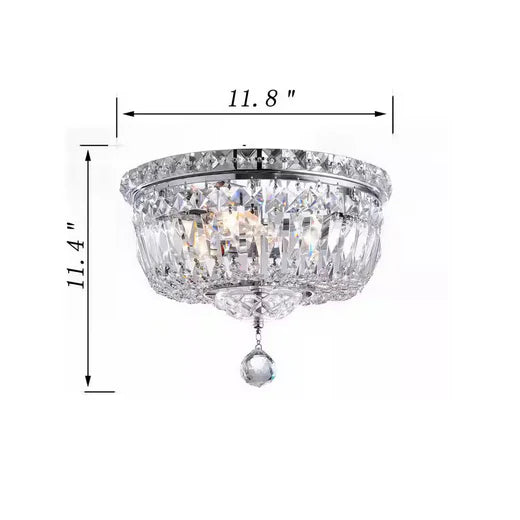 12 in. 3-Light Chrome Flush Mount
