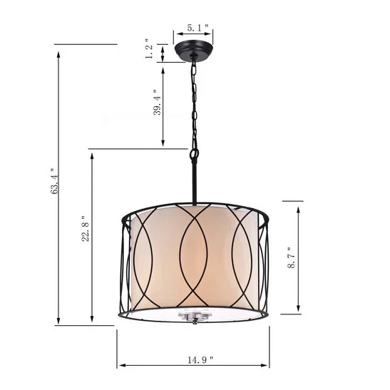 3-Light Shaded Drum Pendant