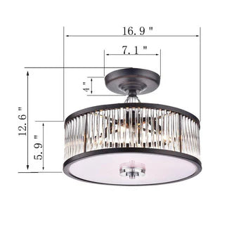 16.9 in. Coffee Black Semi-Flush Mount