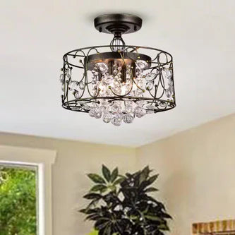 16 in. 4-Light Black Brushed Gold Semi-Flush Mount