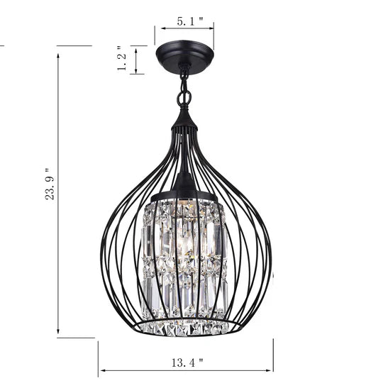 3-Light Foyer Semi Flush Mount - Black