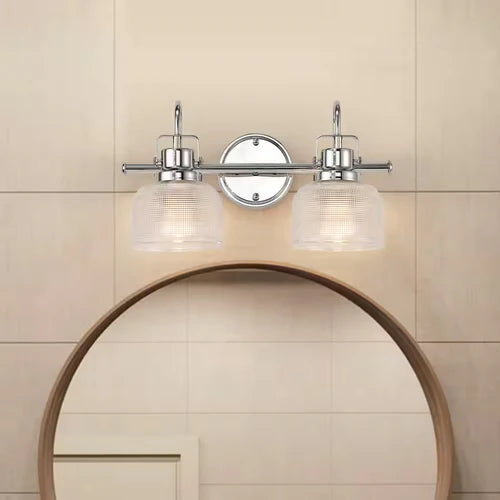 2-Light Chrome Sconce with Clear Glass Shades