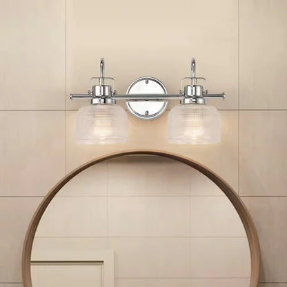 2-Light Chrome Sconce with Clear Glass Shades