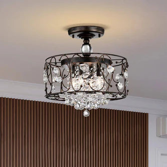 16 in. 4-Light Black Brushed Bronze Semi- Flush Mount
