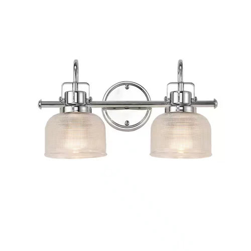 2-Light Chrome Sconce with Clear Glass Shades