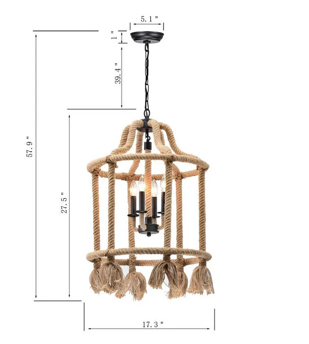 4 - Light Lantern Cylinder Chandelier