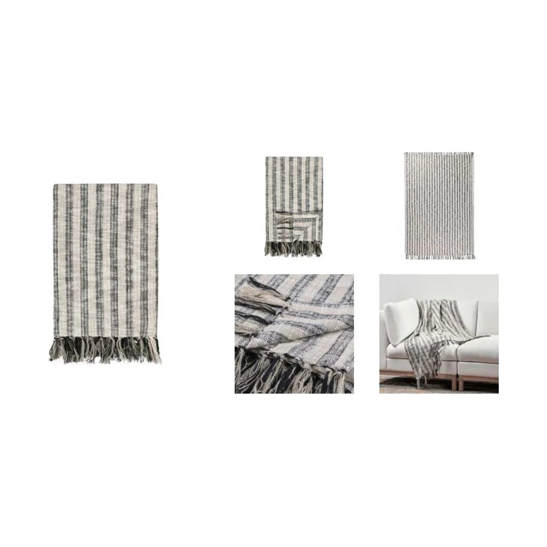 Stripe Natural Black Throw