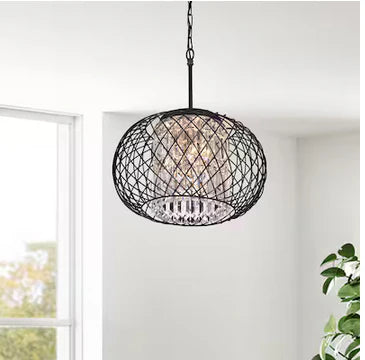 3-Light Matte Black Modern/Contemporary Cage