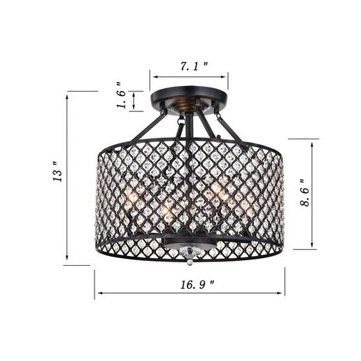 16.9-in Antique Bronze/Clear Metal Ceiling Light Mount
