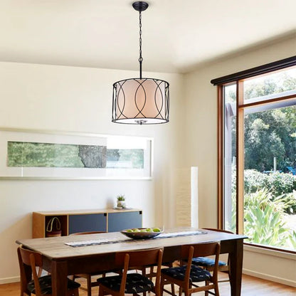 3-Light Shaded Drum Pendant