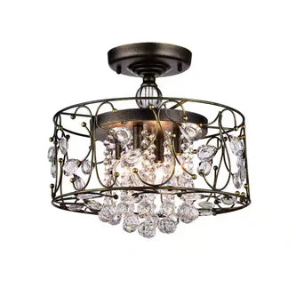 16 in. 4-Light Black Brushed Gold Semi-Flush Mount