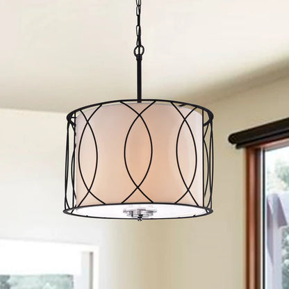 3-Light Shaded Drum Pendant