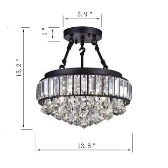 13.8 in. 4-Light Black Semi- Flush Mount