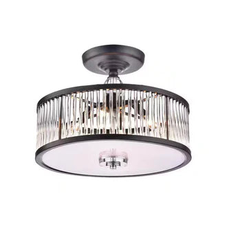 16.9 in. Coffee Black Semi-Flush Mount