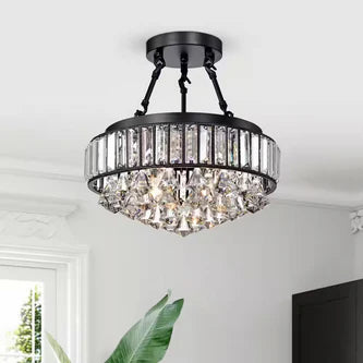 13.8 in. 4-Light Black Semi- Flush Mount