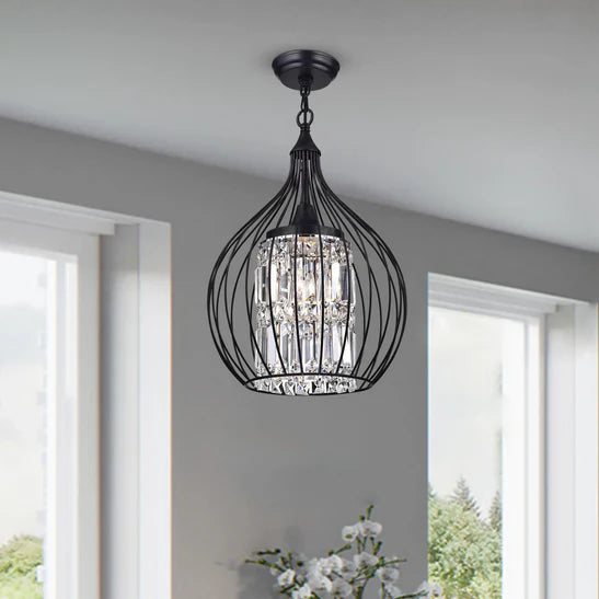 3-Light Foyer Semi Flush Mount - Black