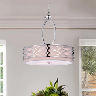 3-Light Chrome Drum Chandelier