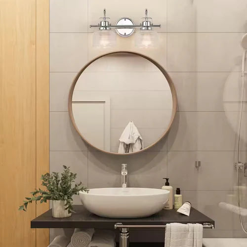 2-Light Chrome Sconce with Clear Glass Shades
