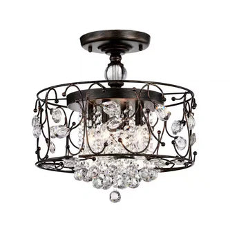16 in. 4-Light Black Brushed Bronze Semi- Flush Mount